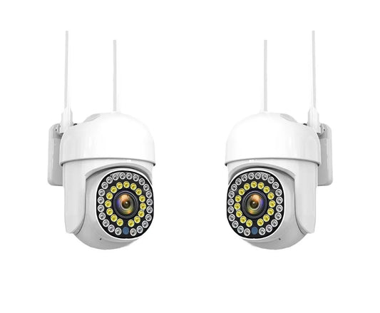 Pachet 2 x Cameră de Supraveghere Smart WIFI, 36 LED-uri, HD, Viziune Nocturnă cu Infraroșu și Protecție IP66, Transmisie Live pe Telefon