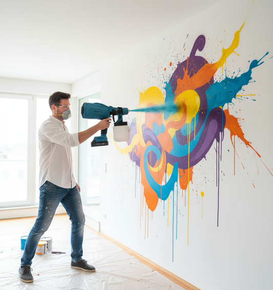 Pistol de Pulverizare Electric, Fără Fir, 48V, 2 Acumulatori Li-Ion, 800 ml, HVLP, Pulverizare Fină, Innova