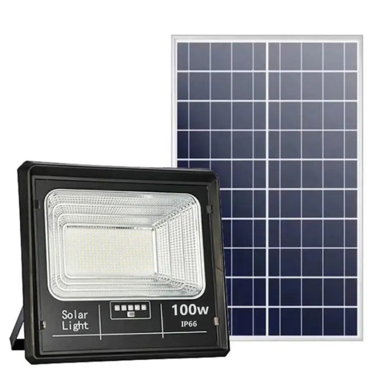 Black Friday - Proiector Solar Jortan 100W , IP66 , Indicator Baterie , 6500k