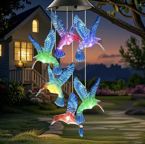 Set 2 x Clopotei De Vant Cu Incarcare Solara, Fluturi, Colibri, Inimi