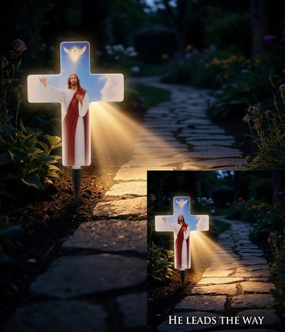 Cruce Solara Decorativa LED – Lumina Calda pentru Comemorare si Liniste