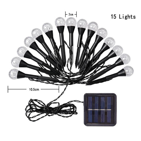 Set 2 Instalații Solare de Grădină cu 20 Globuri LED 3m, Lumină Caldă sau Multicoloră