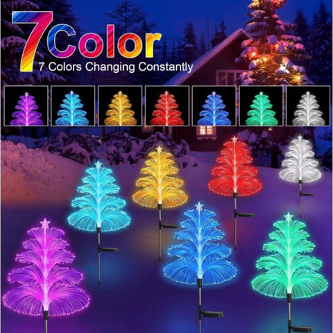 Set 2 Lampi Solare Fountain cu Fibra Optica – Iluminare Multicolora pentru Exterior
