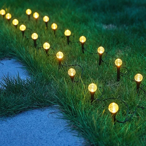 Set 2 Instalații Solare de Grădină cu 20 Globuri LED 3m, Lumină Caldă sau Multicoloră