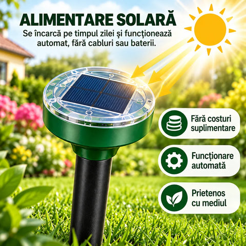 Set aparate solare anti-cârtițe și rozătoare, cu ultra sunete și vibrații – 4, 8 sau 16 bucăți