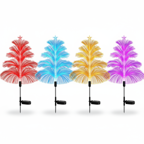 Set 2 Lampi Solare Fountain cu Fibra Optica – Iluminare Multicolora pentru Exterior