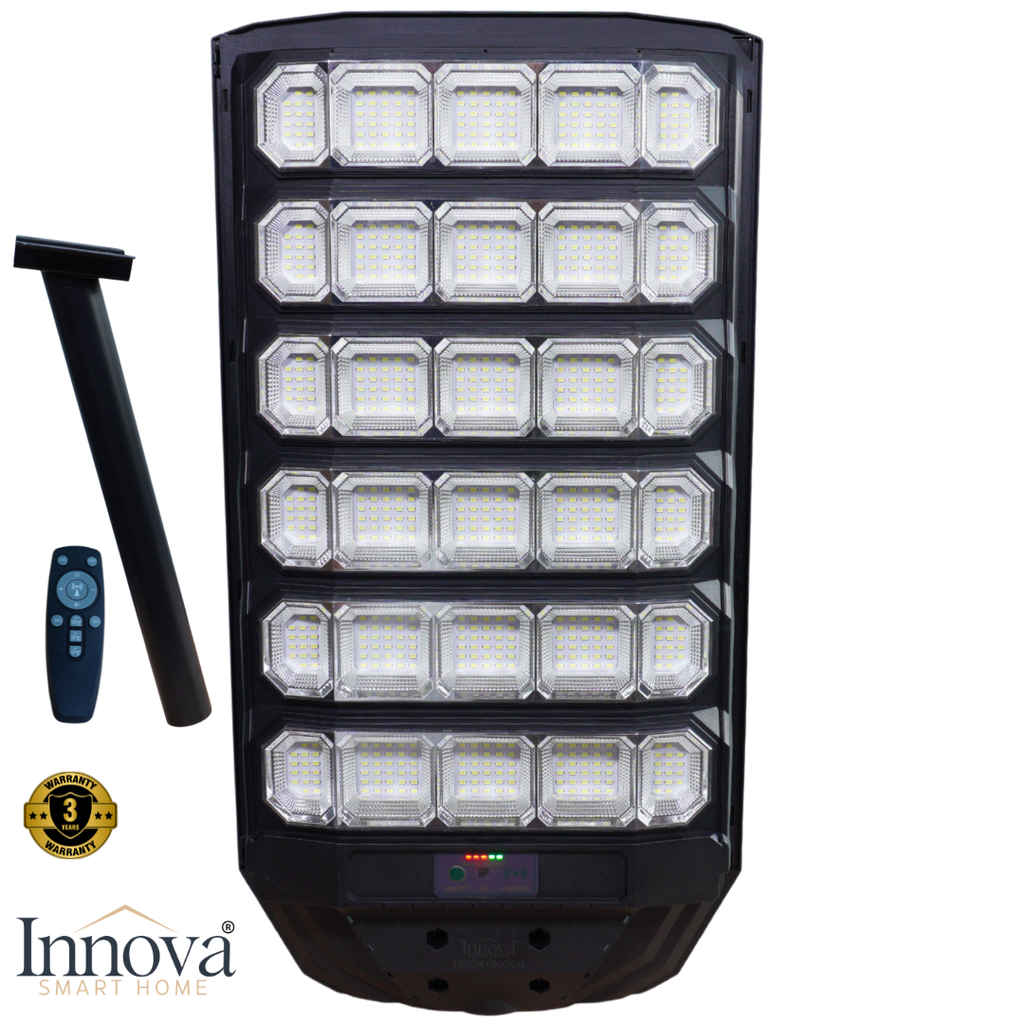 Lampa Solara Stradala Polaris Innova 1600W – LED 120 000 lm, Senzor Lumina/Miscare si Telecomanda, IP66 & Suport Prindere+Cadou Surpriza