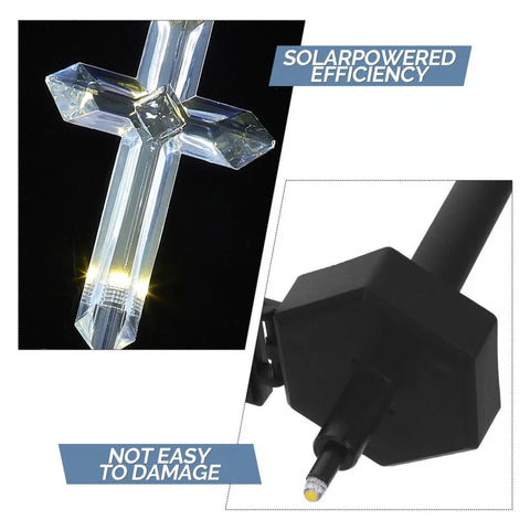 Set 4 Cruci Solare Decorative LED Alb Cald pentru Gradina si Cimitir – Iluminare Automata