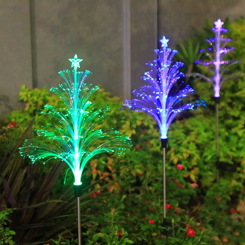 Set 2 Lampi Solare Fountain cu Fibra Optica – Iluminare Multicolora pentru Exterior