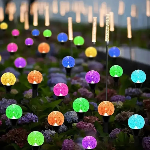 Set 2 Instalații Solare de Grădină cu 20 Globuri LED 3m, Lumină Caldă sau Multicoloră
