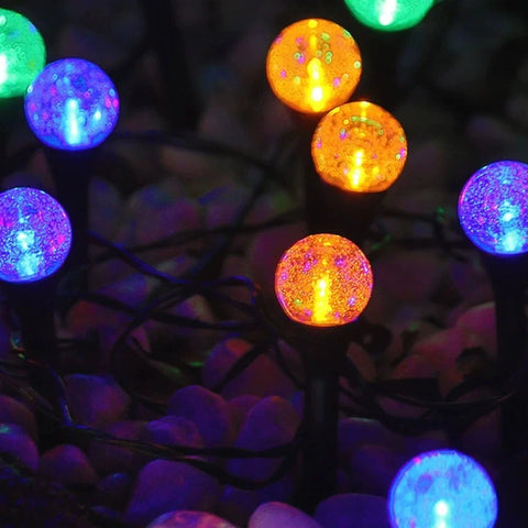 Set 2 Instalații Solare de Grădină cu 20 Globuri LED 3m, Lumină Caldă sau Multicoloră