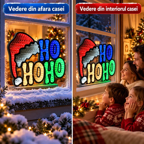Oglinda Infinitului – Decorațiune LED de Crăciun cu Tunel de Lumină pe Ambele Fețe, 4 Modele, cu Suport de Masă