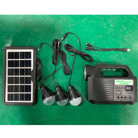 Kit Solar Portabil Solar City Cu 3 Becuri , Lanterna , Lampa , Incarcator Telefon