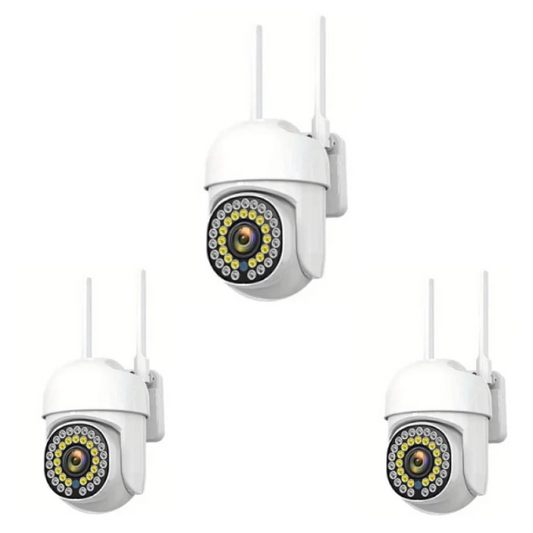 Pachet 3 x Cameră de Supraveghere Jortan 8161QJ, 28 LED-uri, WiFi, HD, Viziune Nocturnă cu Infraroșu și Protecție IP66, Transmisie Live pe Telefon