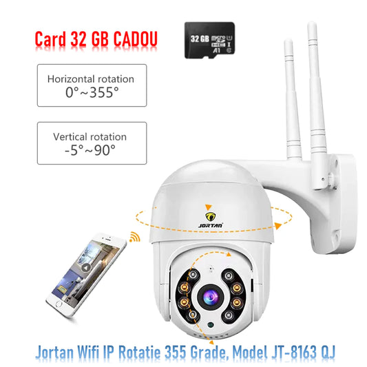 Camera De Supraveghere Jortan Wifi IP, Rotatie 355 Grade, Model JT-8163 QJ + CADOU