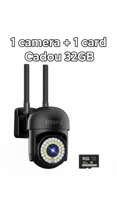 Black Friday - Cameră de Supraveghere Innova WIFI, 36 LED-uri, HD, Viziune Nocturnă cu Infraroșu și Protecție IP66 + Card Cadou