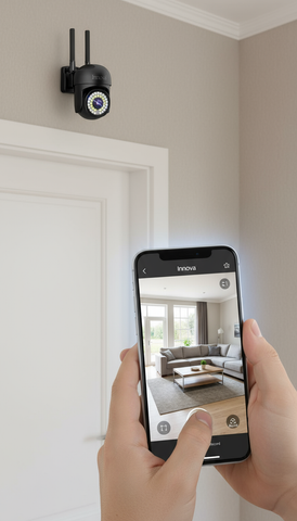 Black Friday - Cameră de Supraveghere Innova WIFI, 36 LED-uri, HD, Viziune Nocturnă cu Infraroșu și Protecție IP66 + Card Cadou