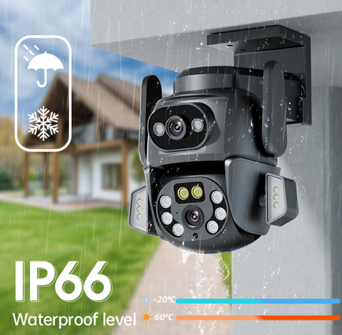 Camera de Supraveghere WiFi Tuya Profesionala+Card 128GB, viziune color pe timp de noapte, IP66, audio bidirectional, tracking inteligent