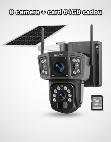 Black Friday - Camera Supraveghere Solara Dubla INNOVA WIFI , 6MP , Full HD, PTZ 360°, baterie 12000mAh, + 1 card 64gb Cadou , 3 ani garantie