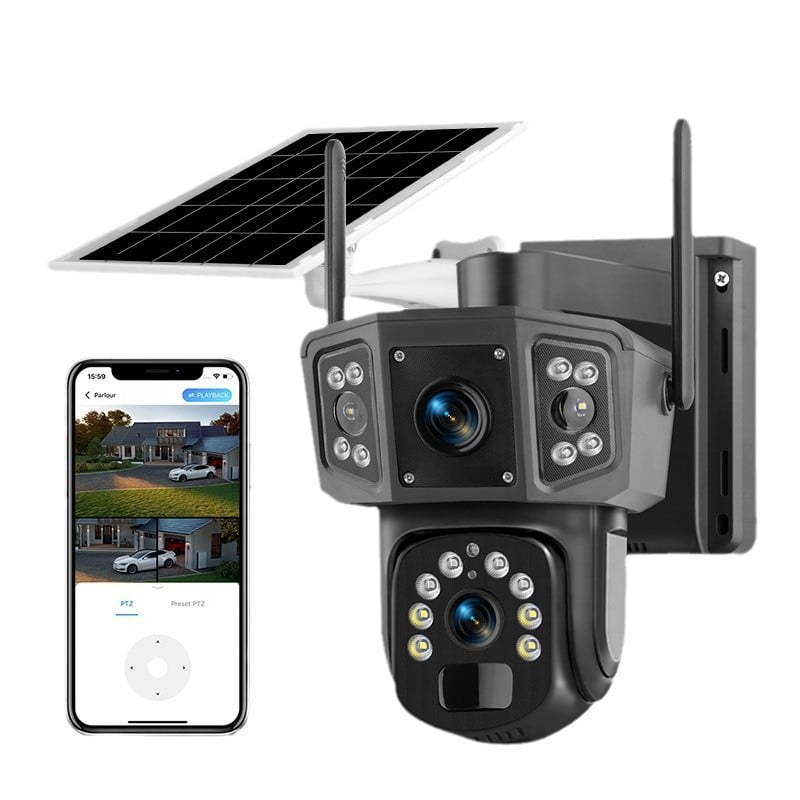 Camera Supraveghere Solara Dubla INNOVA 4G , 6MP , Full HD, PTZ 360°, baterie 12000mAh, vedere nocturna, audio bidirectional, O-KAM PRO, 3 ani garantie