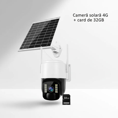 Cameră Supraveghere Solară INNOVA 4G TS1 + Card 32GB, ,3MP, PTZ 355°, Night Vision Color, Audio Bidirecțional, Alarmă, O-Kam Pro