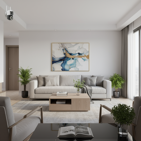 Black Friday - Cameră Video Duală INNOVA VISION SMART 6MP , 42 Led, Vedere 360°, WiFi, Vedere Nocturna,Live Pe telefon+ Card Cadou 32gb