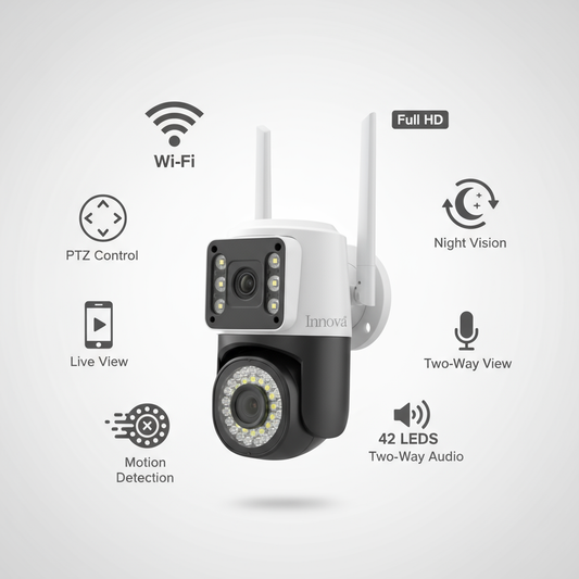 Set 2 x Cameră Video Duală INNOVA VISION SMART 6MP , 42 Led, Vedere 360°, Wifi