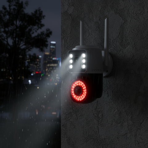 Cameră Video Duală INNOVA VISION SMART 6MP , 42 Led, Vedere 360°, WiFi, Vedere Nocturna,Live Pe telefon+ Card Cadou 32gb