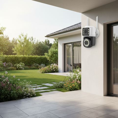 Cameră Video Duală INNOVA VISION SMART 6MP , 42 Led, Vedere 360°, WiFi, Vedere Nocturna,Live Pe telefon+ Card Cadou 32gb