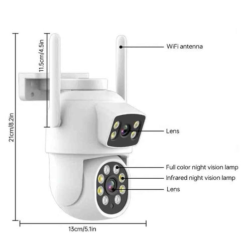 Set 2 x Cameră Video Duală Jortan 9697QJ, Vedere 360°, WiFi, 4+4 MP +CADOU SURPRIZA