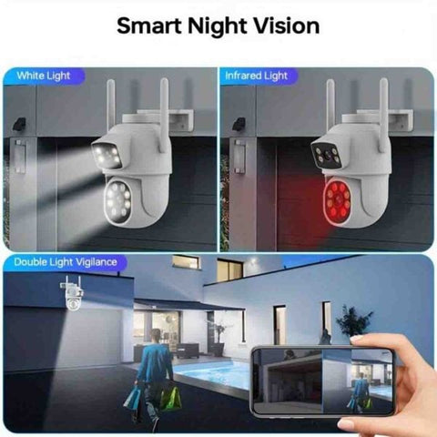 Black Friday - Set 2 x Cameră Video Duală INNOVA VISION SMART 6MP , 42 Led, Vedere 360°, Wifi +2 card 32gb Cadou