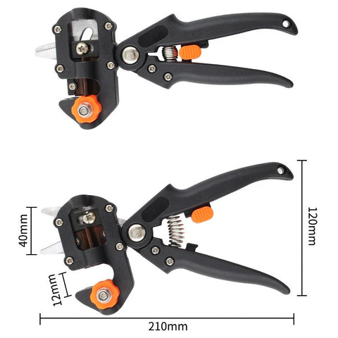 2 X Cleste Profesional de Altoit cu 3 Cutite U V Omega + Furtun Extensibil 30 M + 3 x Banda Pentru Altoit Biodegradabila