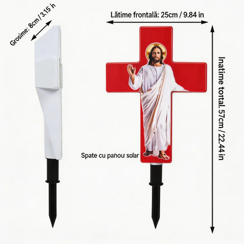 Cruce Solara Decorativa LED – Lumina Calda pentru Comemorare si Liniste