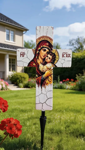 Cruce Solara Decorativa LED – Lumina Calda pentru Comemorare si Liniste