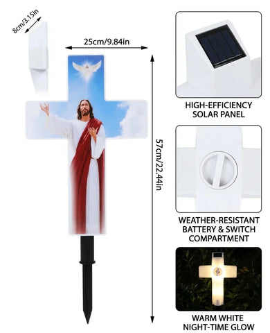 Cruce Solara Decorativa LED – Lumina Calda pentru Comemorare si Liniste