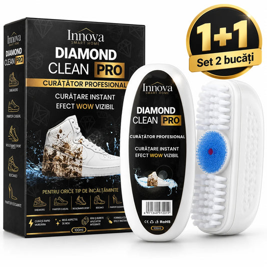 Curățător profesional pentru adidași Innova Diamond Clean Pro, set 1+1, 2 × 100 ml, cu perie și burete aplicator