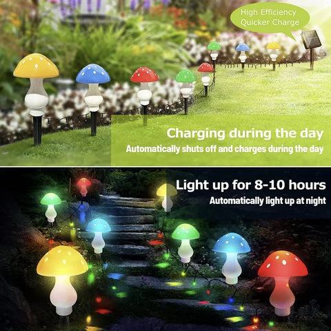 Set 8 Ciupercute Solare Decorative – Iluminare Magica pentru Gradina Ta