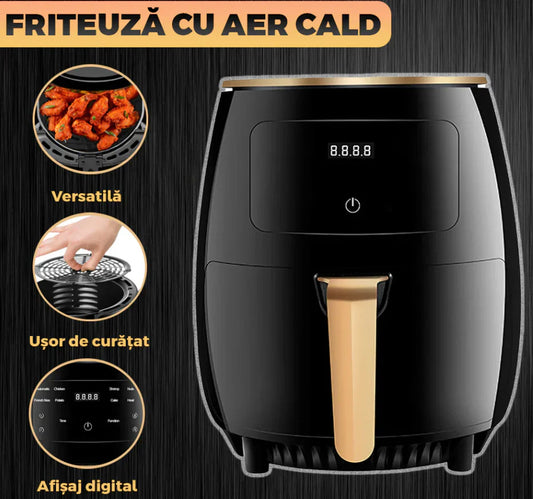 Friteuza 6 Litri cu aer cald AirFryer 2400W, capacitate si afisaj digital, LCD Touch control