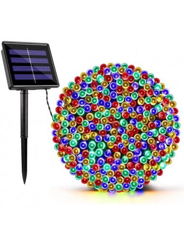 Pachet 4 x Instalatie 200 LED cu panou solar si controler, lungime 20 metri , Alb Rece , Multicolor ,Albastru