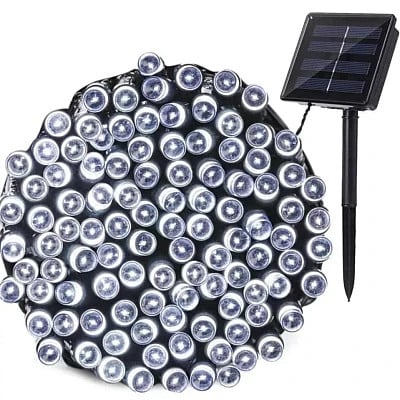 Pachet 2 x Instalatie 200 LED cu panou solar si controler, lungime 20 metri , Alb Rece , Multicolor ,Albastru