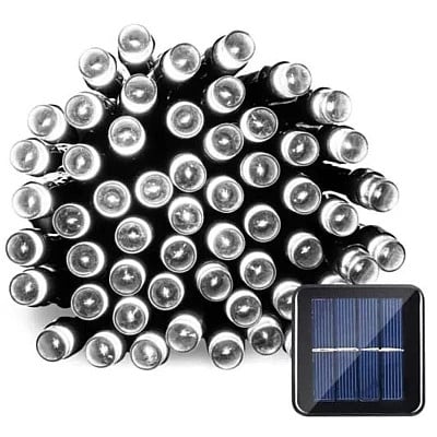 Instalatie 200 LED cu panou solar si controler, lungime 20 metri , Alb Rece , Multicolor ,Albastru