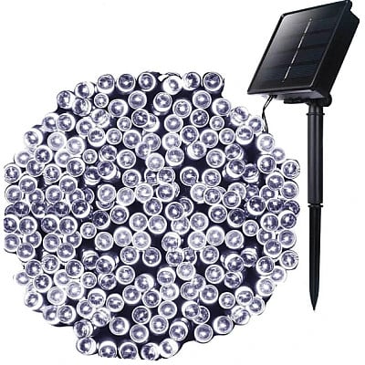 Pachet 2 x Instalatie 200 LED cu panou solar si controler, lungime 20 metri , Alb Rece , Multicolor ,Albastru