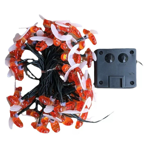 Set 2x Instalatie Solara Decorativa Albine cu LED – 50 Albine Luminoase M375-6, Lumina Cald