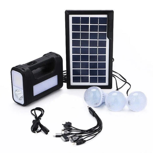 Kit solar GD-Lite 8017 3 becuri LED, Panou Solar , Incarcator usb , acumulator de mare capacitate