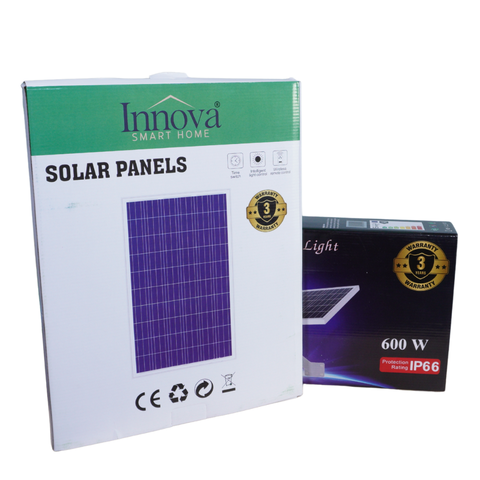 Lampa solara Aurum by Innova 600W cu panou separat, IP66, telecomanda si kit complet de instalare + Cadou Surpriza