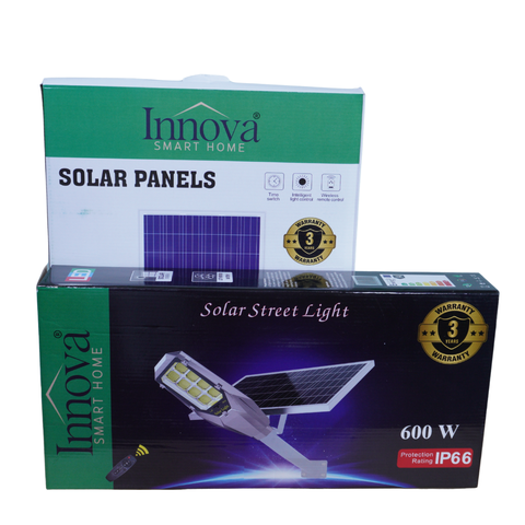 Lampa solara Aurum by Innova 600W cu panou separat, IP66, telecomanda si kit complet de instalare + Cadou Surpriza
