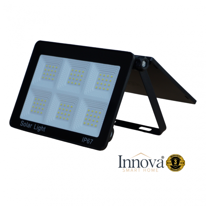 Lampa Solara Modulara Aurora by Innova 100W BK-T7 cu Panou Detasabil – Senzor Lumina, IP67, 140 mp2