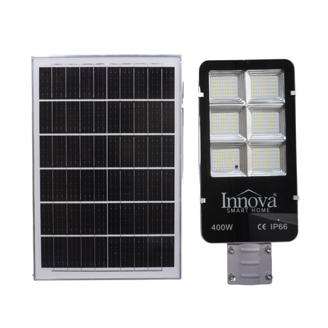 Lampa solara stradala INNOVA 400W cu senzor de lumina si panou separat, IP66