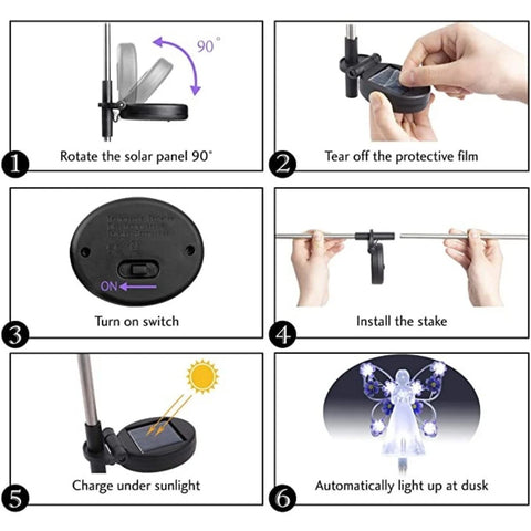 Lămpi Solare Decor Îngeraș cu Flori pentru Grădină – Set 2, 4 sau 8 Bucăți, Lumină Caldă