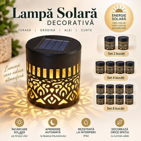 Lămpi solare decorative de perete cu proiecție Mandala, alb cald sau multicolor, IP65 – Set 2, 4 sau 8 bucăți
